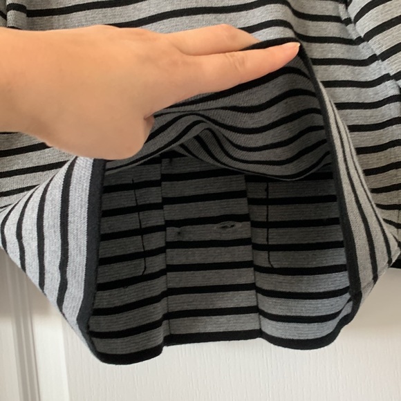 LOFT 100% Cotton Collared V-Neck Double Breasted Pockets Striped Jacket Size MP - Picture 14 of 16